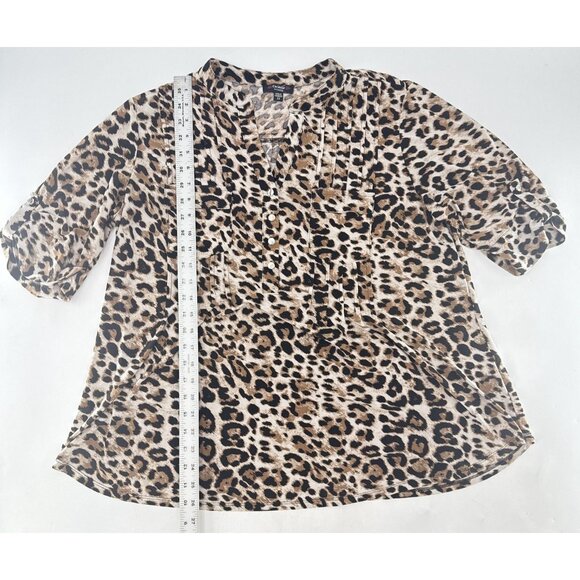 Cocomo Plus Size Leopard Print Animal Pattern 3/4 Sleeve Button Blouse‎ 2x Boho - Picture 7 of 9
